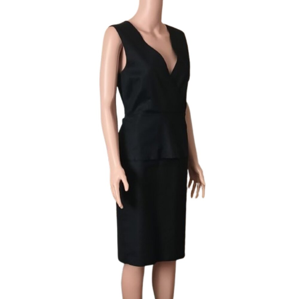 Navy Peplum Sheath Dress 8 Ann Taylor Sleeveless Fully Lined Back Slit Lined